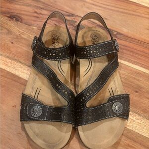 Black Strappy Sandals with Silver Details